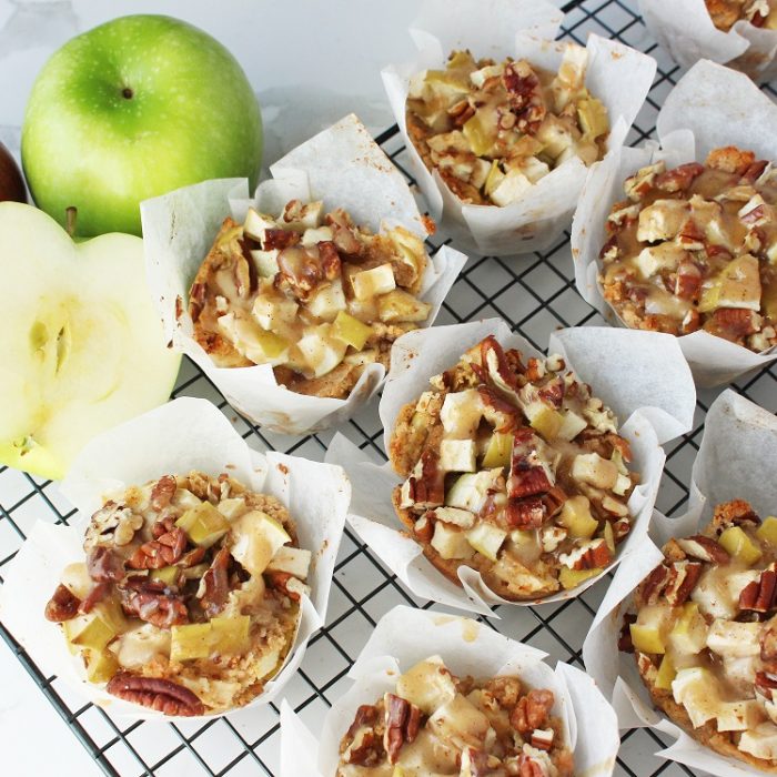 Apple, Pecan and Date Muffins with a Caramel Sauce