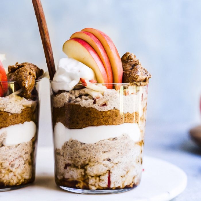 Apple Pie Chia Pudding with Roast Almond Butter